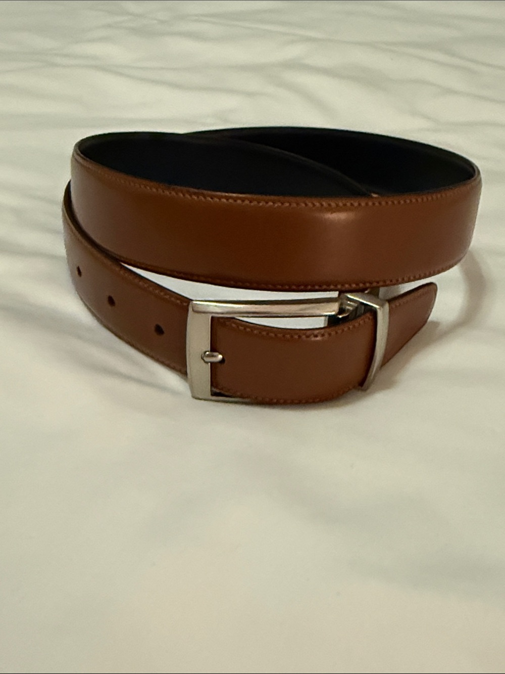 Men's Brown/Black Leather Dress Belt - Classic Reversible Style